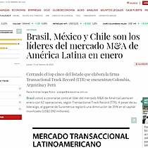 Brasil, Mxico y Chile son los lderes del mercado M&A de Amrica Latina en enero
